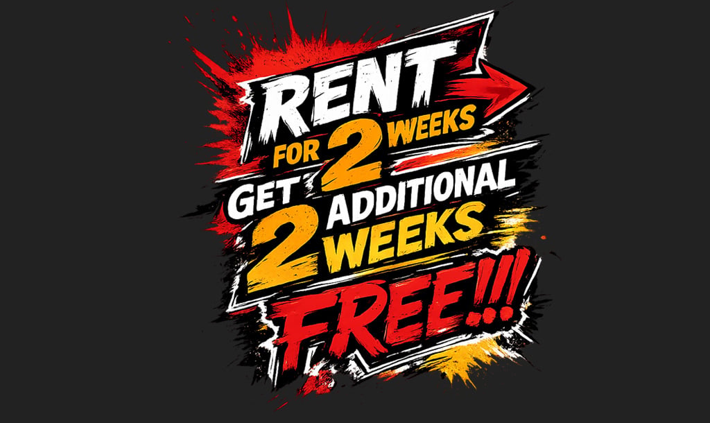 Rent 2 weeks, get 2 weeks free graphic